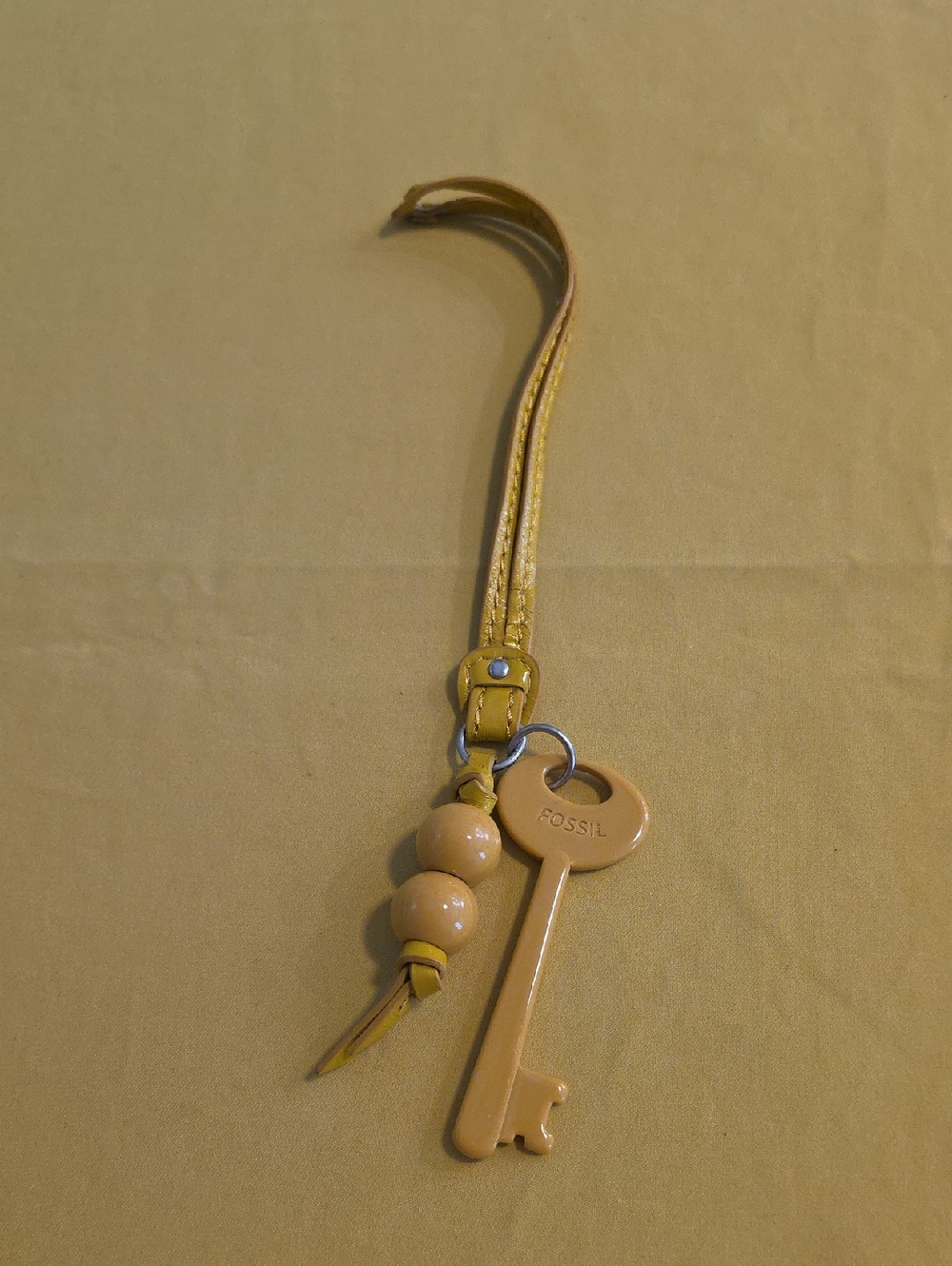 Vintage Yellow Fossil Keyper Bag Charm / Key Fob